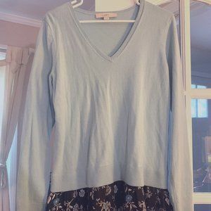 powder blue mixed media sweater from LOFT, size M
